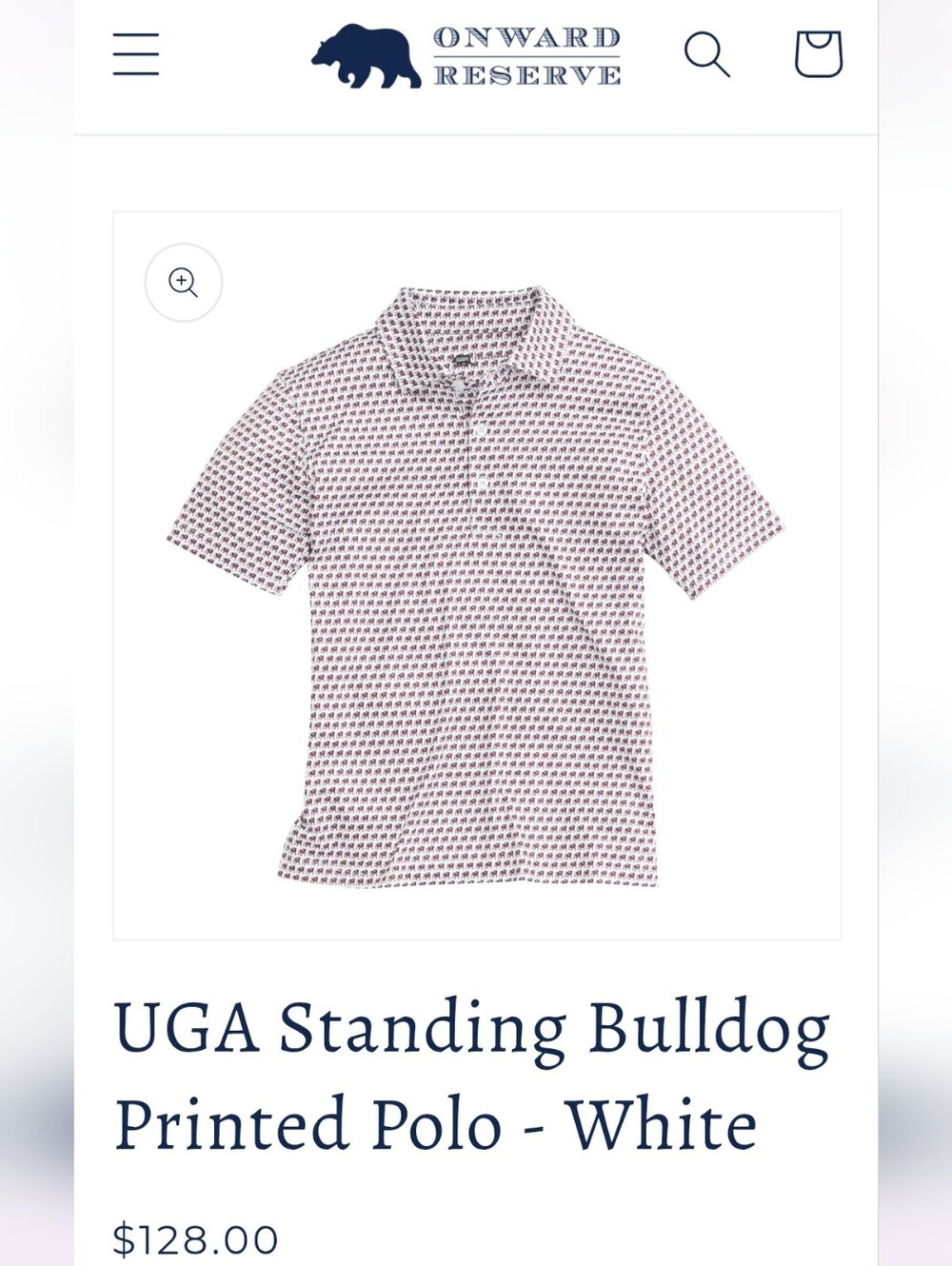 Onward Reserve Standing Georgia Bulldog Printed Polo - Black/Red Size XL UGA - Picture 3 of 9